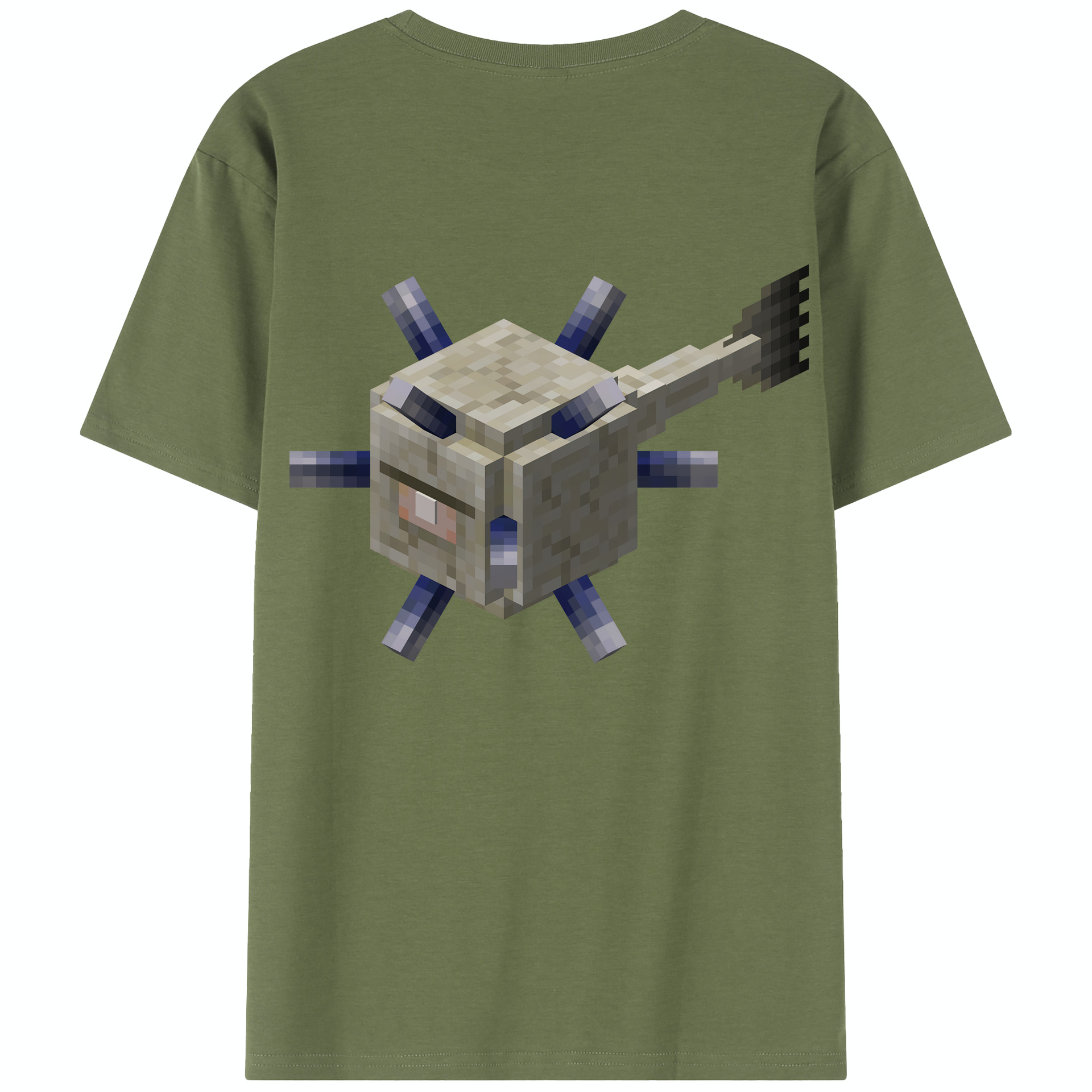（画像用） マインクラフト ブロックの世界 Minecraft MC Block world 綿100％半袖Tシャツ（背面プリント）